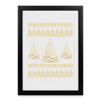 Sapin de Noël Flocon de Neige Ambiance Noël - Affiche encadrée (27 × 37 cm) - noir - Devant