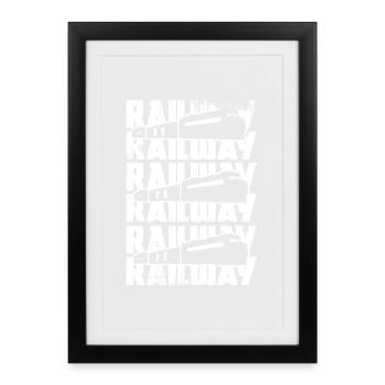 Zug Skizze - Gerahmtes Poster (27 × 37 cm) - Schwarz - Vorne