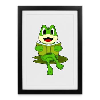 Livre de Nerd grenouille - Affiche encadrée (27 × 37 cm) - noir - Devant