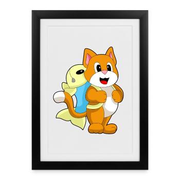 École de sac à dos pour élèves chats - Affiche encadrée (27 × 37 cm) - noir - Devant