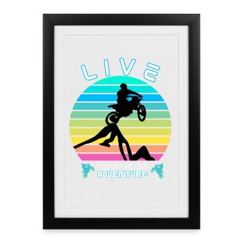 Living Life as an Adventure - Moto Cross - Framed poster (27 × 37 cm) - black - Front