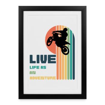 Living Life as an Adventure - Moto Cross - Framed poster (27 × 37 cm) - black - Front