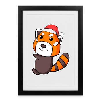 Western Little Panda Christmas - Framed poster (27 × 37 cm) - black - Front