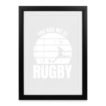 Tu m’as eu au rugby - Affiche encadrée (27 × 37 cm) - noir - Devant