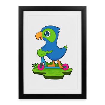 Trottinette Perroquet - Affiche encadrée (27 × 37 cm) - noir - Devant