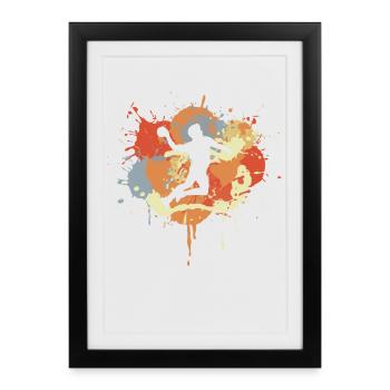 Drôle de joueur de handball - Affiche encadrée (27 × 37 cm) - noir - Devant