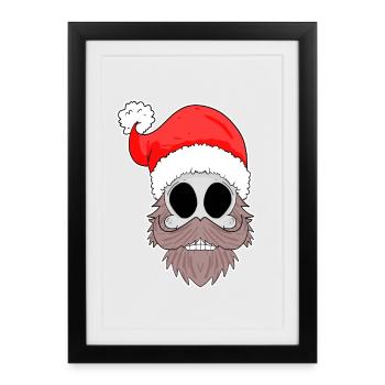 Weihnachtsmann Totenkopf - Gerahmtes Poster (27 × 37 cm) - Schwarz - Vorne