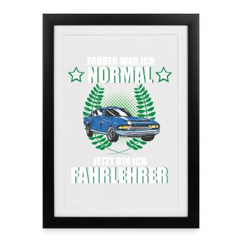 Fahrlehrer Auto Fahrschule Lustiges Geschenk - Gerahmtes Poster (27 × 37 cm) - Schwarz - Vorne
