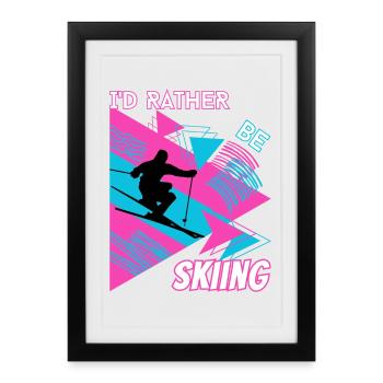 Je préfère skier - Ski Sports d'hiver Skieur - Affiche encadrée (27 × 37 cm) - noir - Devant