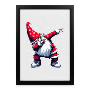 Dabbing Père Noël Dab Père Noël - Affiche encadrée (27 × 37 cm) - noir - Devant