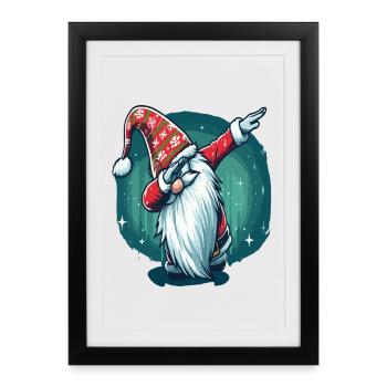 Dabbing Gnome de Noël - Affiche encadrée (27 × 37 cm) - noir - Devant