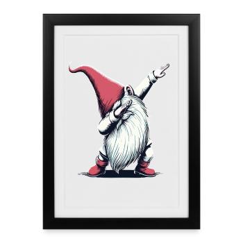 Dabbing Gnome Dab Père Noël - Affiche encadrée (27 × 37 cm) - noir - Devant
