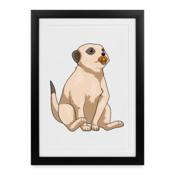 Meerkat Baby Pacifier - Framed poster (27 × 37 cm) - black - Front