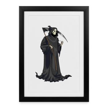Grim Reaper Halloween Coffee - Framed poster (27 × 37 cm) - black - Front