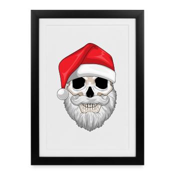 Crâne de Noël du Père Noël - Affiche encadrée (27 × 37 cm) - noir - Devant