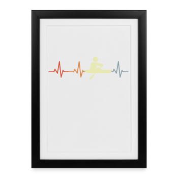 Rowing Stick Figure Heart Rate Line - Framed poster (27 × 37 cm) - black - Front