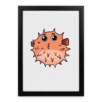 Pufferfish fish - Framed poster (27 × 37 cm) - black - Front