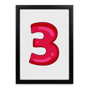 3 - Three - Framed poster (27 × 37 cm) - black - Front