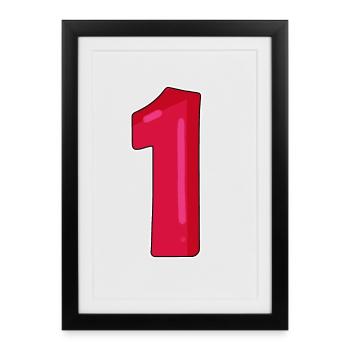 Numéro 1 Rouge foncé - Affiche encadrée (27 × 37 cm) - noir - Devant