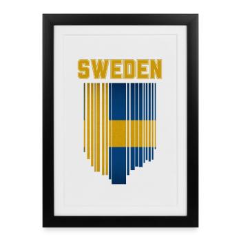 Drapeau de la Suède, fierté suédoise - Affiche encadrée (27 × 37 cm) - noir - Devant