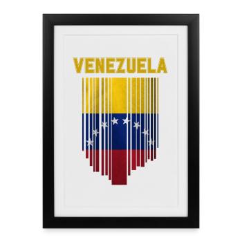 Drapeau du Venezuela, fierté vénézuélienne - Affiche encadrée (27 × 37 cm) - noir - Devant