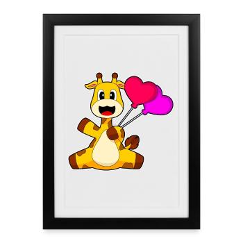 Ballon girafe - Affiche encadrée (27 × 37 cm) - noir - Devant