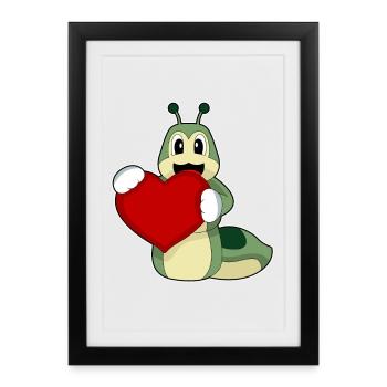 Cœur de chenille - Affiche encadrée (27 × 37 cm) - noir - Devant