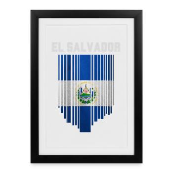 Drapeau du Salvador, fierté salvadorienne - Affiche encadrée (27 × 37 cm) - noir - Devant