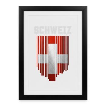 Drapeau de la Suisse, fierté suisse - Affiche encadrée (27 × 37 cm) - noir - Devant