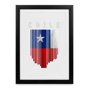 Drapeau du Chili, fierté chilienne - Affiche encadrée (27 × 37 cm) - noir - Devant