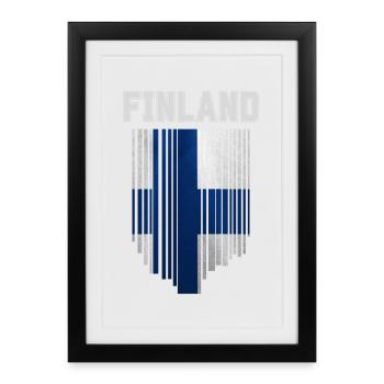 Drapeau de la Finlande, fierté finlandaise - Affiche encadrée (27 × 37 cm) - noir - Devant