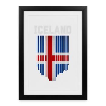 Drapeau de l’Islande, fierté islandaise - Affiche encadrée (27 × 37 cm) - noir - Devant