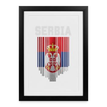 Drapeau de la Serbie, fierté serbe - Affiche encadrée (27 × 37 cm) - noir - Devant