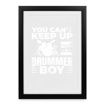Garçon batteur - Affiche encadrée (27 × 37 cm) - noir - Devant