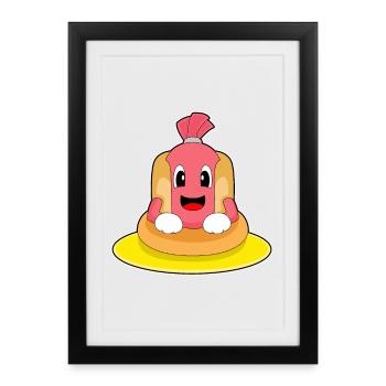 Nage à hot-dogs Ring de nage Été - Affiche encadrée (27 × 37 cm) - noir - Devant
