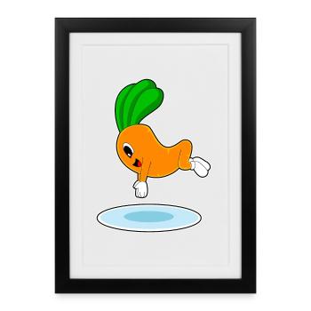 Carrot Swimming Water Jump Summer - Framed poster (27 × 37 cm) - black - Front