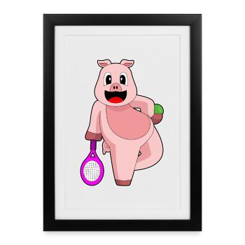Raquette de tennis Pig - Affiche encadrée (27 × 37 cm) - noir - Devant