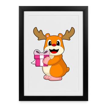 Hamster Christmas Package - Framed poster (27 × 37 cm) - black - Front