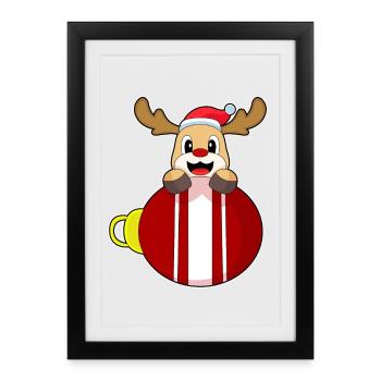 Bal de Noël des rennes - Affiche encadrée (27 × 37 cm) - noir - Devant