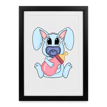 Motif de bébé lapin - Affiche encadrée (27 × 37 cm) - noir - Devant