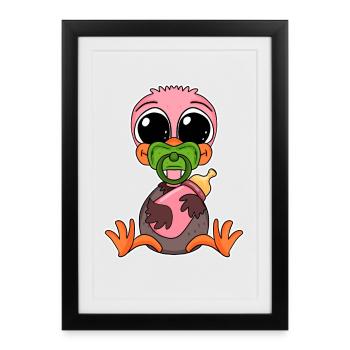 Baby Ostrich Motif - Framed poster (27 × 37 cm) - black - Front
