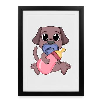 Baby Dog Motif Dog Holder - Framed poster (27 × 37 cm) - black - Front