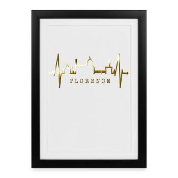 Florence Skyline Italy Heartbeat I Love Firenze - Framed poster (27 × 37 cm) - black - Front