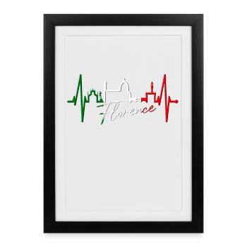 Florence Skyline Italy Heartbeat I Love Firenze - Framed poster (27 × 37 cm) - black - Front