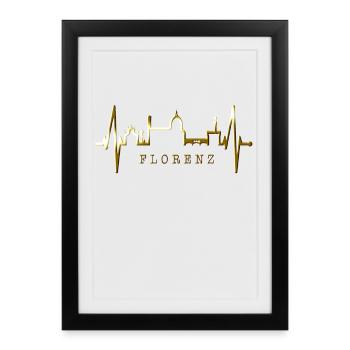 Florence Skyline Italy Heartbeat I Love Firenze - Framed poster (27 × 37 cm) - black - Front