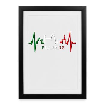 Florence Skyline Italy Heartbeat I Love Firenze - Framed poster (27 × 37 cm) - black - Front
