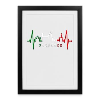Florence Skyline Italy Heartbeat I Love Firenze - Framed poster (27 × 37 cm) - black - Front