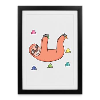 Sloth, Rock Climbing, Rock Climbing - Framed poster (27 × 37 cm) - black - Front
