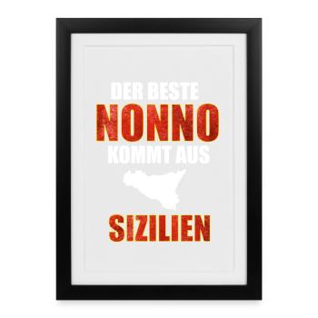 Sizilien, Sicilia, Nonno - Gerahmtes Poster (27 × 37 cm) - Schwarz - Vorne