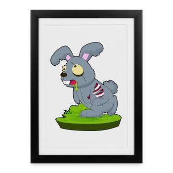 Bunny Halloween Zombie - Framed poster (27 × 37 cm) - black - Front